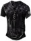 Mens Henely Shirts Vintage Distressed Summer Tops Button Up Blouse Short Sleeve Casual Tee Shirts DT7 Short Sleeve S