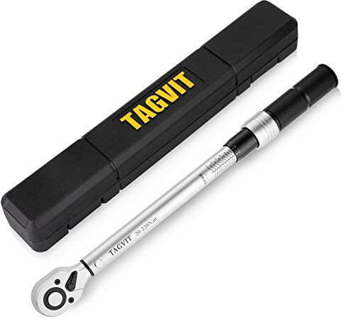 TAGVIT Clé Dynamométrique 1/2, Haute Précision ±3%, 20-220 Nm Clé Dynamométrique avec Boîte de Rangement pour Motos, Voiture et Camion
