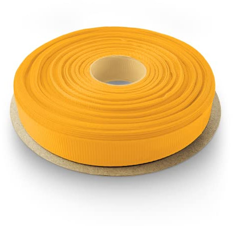 Netuno 1 x Ripsband gerippt gelb 12 mm x 22 m Polyester Schleifenband Geschenk Dekostoff Nähen Basteln Hochzeit Dekoration Verpacken Zierkordel