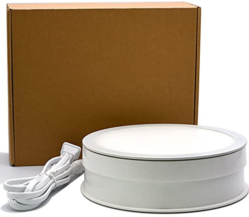 ANUU Plato Giratorio Eléctrico Giratorio Giratorio 360° Cíclico Giratorio para Fotografía, Productos de Exposición, Joyas, Reloj, Modelos 3D, Pasteles y Piezas de Coleccionista,White