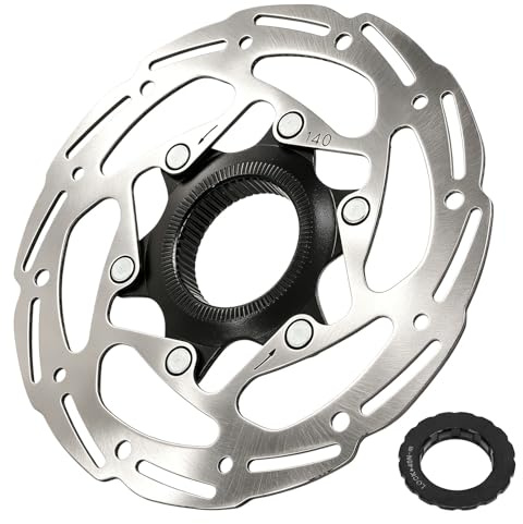 Bike Disc Brake Rotors, Bicycle Steel Centerlock Disc Brake Rotor with Center Lock Cover 26.8mm/1.06in Inside Diameter 44mm/1.73in Outer Diameter for Most Bikes Road Mountain Bike (140mm)