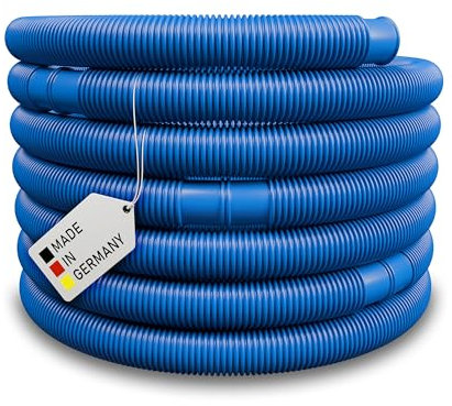 Poolschlauch Ø 32mm - 15 m/blau Saugschlauch Schwimmbadschlauch Solarschlauch Wasserschlauch UV & Chlorwasser-beständig Pumpenschlauch mit Muffen Made in Germany