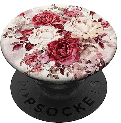 rote Rose schönes Rosenmuster PopSockets mit austauschbarem PopGrip