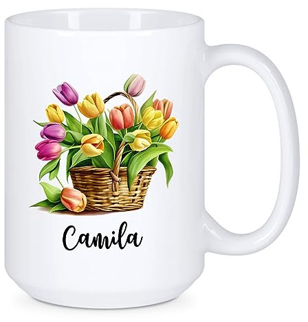Tazza in ceramica personalizzata con tulipano regalo per gli amanti dei tulipani, Tazza di tulipano con nome personalizzato, Tazza da caffè con fiore Regalo per gli amanti dei fiori, Regalo