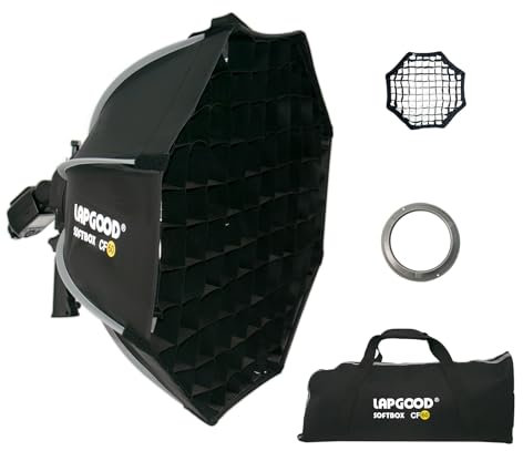 Lapgood Softbox Ottagonale 60 cm, Custodia Softbox con Supporto Tipo S + Griglia a Nido d'ape, Compatibile con V850II V850III V860II-C/N/S/F, V860III-C/N/S/F/O, TT685 TT685II-C/N/S/F/O, TT600/S