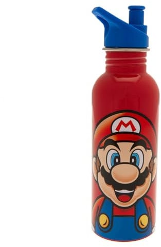 Pyramid International Bouteille d'eau en métal Super Mario (design Mario) - 700 ml - Bouteille d'eau pour filles et garçons - Produit officiel - Noir