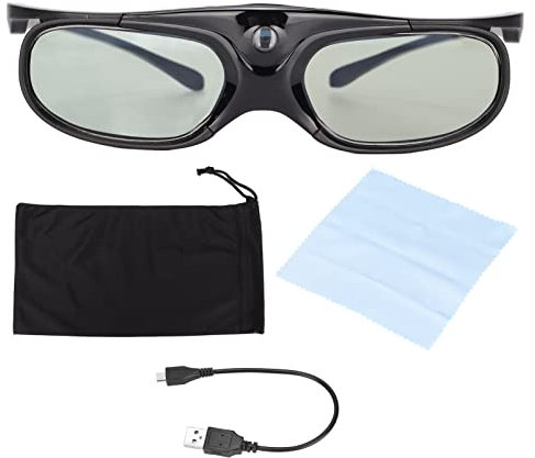 Cyrank 3D Glasses, 3D Movie Game Glasses 3D Style Glasses for 3D Movies Games 3D Viewing Glasses Rechargeable 3D Active Shutter Glasses for 3D Projectors(Black)
