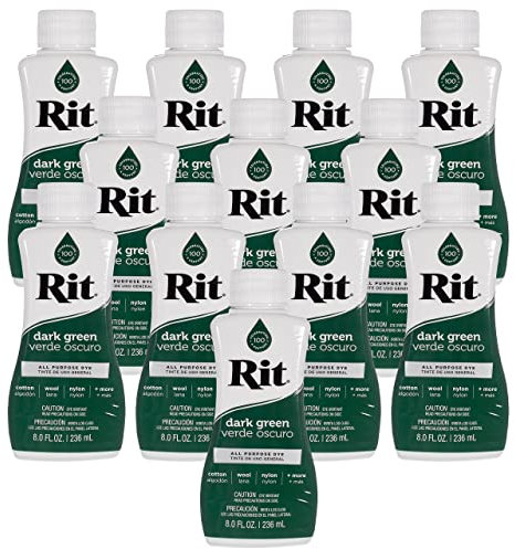 Rit Dye - Tinte líquido para telas de 8 onzas para ropa, decoración y manualidades, color verde oscuro (paquete de 12)