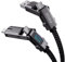 pzoz 4-en-1 LED Cable USB C vers USB C Charge Rapide Câble Multi Fast ChargeType C Nylon Tressé, Charger Combo Lightning/Type C/USB A Ports pour iPhone 16 15 14 13 12 pro max ipad Samsung (60W, 1.5M)