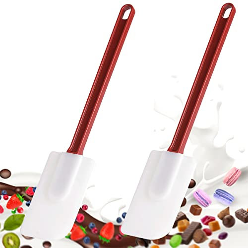 Commercial Rubber Spatula Set of 2, High Heat Resistant Silicone Scrapers 16 Inches, Commercial Spatula for Cooking, Rubber Spatula Set Resistant to 500℉ (2 Scrapers 16/L)