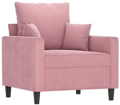 vidaXL Sessel, Sofa Relaxsessel mit gepolstertem Sitz Armlehnen, Fernsehsessel Loungesessel mit Metallgestell, Polstersessel Ruhesessel, Rosa Samt