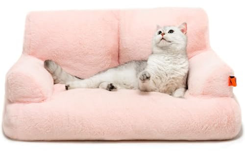 MEWOOFUN Grand lit pour Chat, 66 x 48 cm, canapé-lit Moelleux et Mignon pour Chiens de Taille Moyenne et Petite, lit Tendance avec Fond antidérapant (Rose)