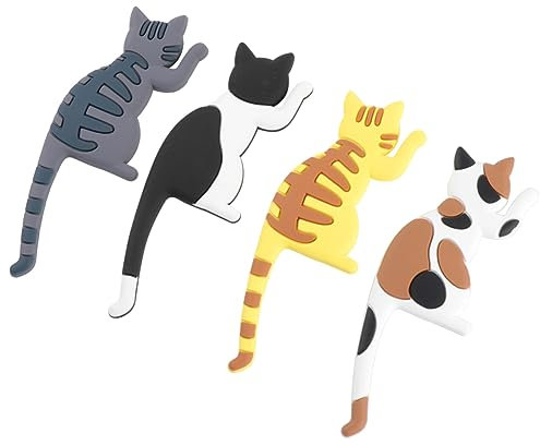MAGICLULU 4 Pièces Porte-Manteau Mural Porte-Clés Animaux Cintres Gris Muraux Porte-Clés Multi-Outils Porte-Manteau Mural Sans Trace Cintres Individuels Le Chat Chat À