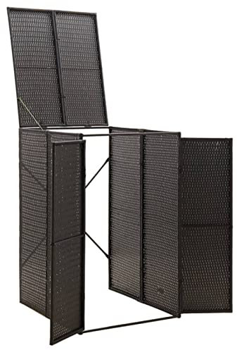 Homgoday Mülltonnenbox für 1 Tonnen Mülltonnenverkleidung mit Deckel Mülltonne Müllbox Müllcontainer Mülltonnenbox Mülltonnenabdeckung 70x80x117 cm Schwarz Poly Rattan