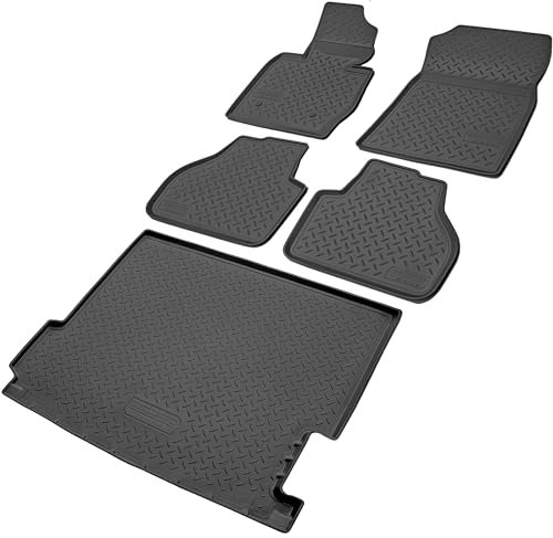 RECAMBO Gummimatten & Kofferraumwanne Set passend für BMW X3 | Typ F25 | BJ 2010-2017 - 100% passgenaue Auto Fußmatten und Kofferraummatte aus hochwertigen rutschfesten TPE - Schwarz