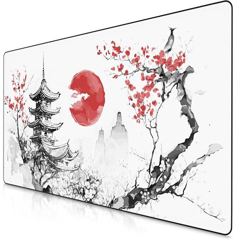 TITANWOLF – Alfombrilla Gaming XXL para ratón 1200x600 – Mouse Pad - Precisión y Velocidad - Parte Inferior de Goma para una sujeción Estable - Antideslizante, Resistente al Agua – Japan Ink Painting