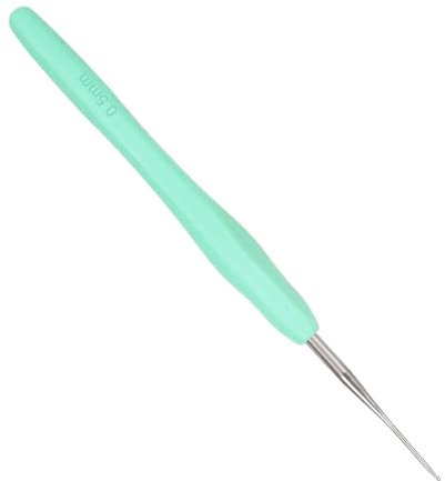 Coopay Häkelnadeln 0,5 mm, 1 Stück Kleine Häkelnadel für Spitzen und Feines Häkeln, Metall Spitze Häkelnadeln mit Weichem Griff, Feine Häkelnadeln Ergonomisch TPR Griff Häkelnadeln 0,5 mm