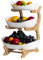 OUGPIU Présentoir à fruits à 3 étages,Corbeille a Fruits avec support en bois résistant,Plateaux de Service pour Gâteaux Fruits Dessert,Décoration Coupe de Fruit