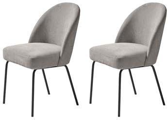 FJORDFORM Esszimmerstuhl, 2'er stühlen, Grau Chenille, Schwarze metalbeine Chair, one Size