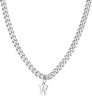 Halzketten Männer Silber, Edelstahl Halskette Herren Halskette Mit Alphabet-Anhänger Halsketten Mit Anhänger Herren Schmuck Geschenke