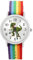Brecjon Kinder Armbanduhr Jungen Jungenuhr Kids Dinosaurier T Rex Leuchtzeiger 5ATM Wasserdicht Textil Armband Regenbogen bunt 5107