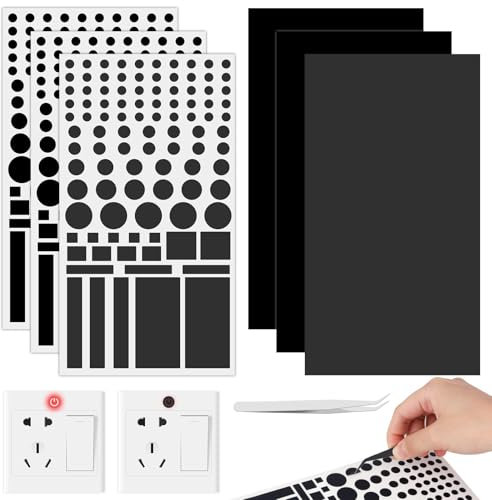 GHVACZS 6 Sheets Black LED Cover Darkening Film, Light Dimmer Film, Self-Adhesive for Electronics, Routers, Watches, Monitors, Household Appliances