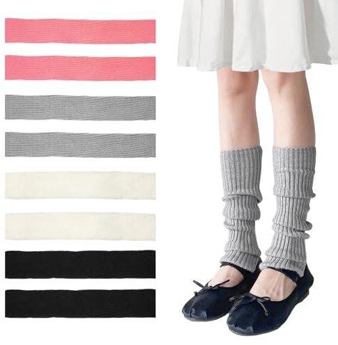 UILYNIU 4 Pairs Leg Warmers Knitted Leg Warmers for Women Girls, Winter Boot Cuffs Warm Knee Warmers, Warm Long Boot Socks, Ankle Warmers, for Party Yoga Ballet Dance Ice Skating (4 COLOR, ONE SIZE)