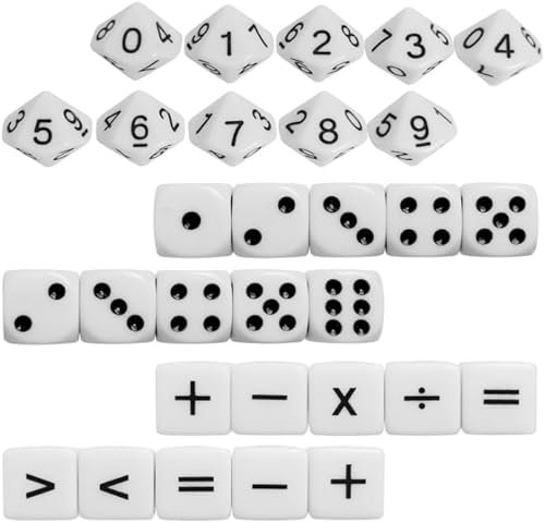 30 Pezzi Matematica Dadi,16mm Mini Contatori Di Dadi Dadi 10 Dadi Operativi in Matematica 10 Dadi Numerici 10 Dadi a Punti Portatili Di Dadi Gioco per Bambini per Materiale Didattico