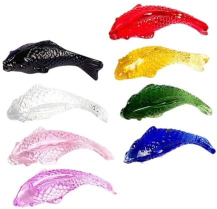 IMIKEYA 8 Piezas Adornos De Peces De Cristal Figuras De Pez Coloridas Estatua De Pez Decorativa para Acuario Hogar Compacto De Cristal