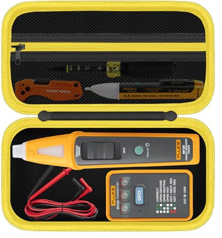 HESPLUS Hartschalenkoffer für Fluke BK120 SmartTrace Breaker Finder und Steckdosen-Tester & GFCI-Steckdosen-Tester und Zubehör, Aufbewahrungstasche für Elektrowerkzeuge, Schwarz und Gelb (nur Gehäuse)