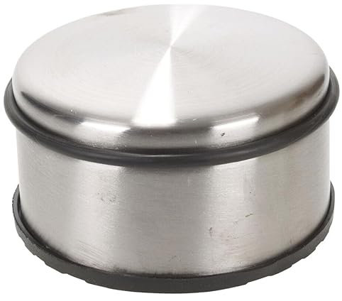 URBNLIVING Silver Stainless Steel Door Stop Rubber Floor Extra Large Round Heavy Duty Doorstops Wall Protector Metal Modern Stopper Holder 6x11cm Wide Pack of 2