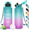 Gourde 1.5L, Sport Gourde Grande, Bouteille d'eau avec Marqueur de Temps et Filtre, Étanche et Réutilisable, Gourde Graduée pour 1 Journee, Adulte, Gym, l'école, Voyage, Camping, Randonnée, Fitness
