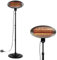 2KW Outdoor Free Standing Quartz Electric Garden Patio Heater 2000w Waterproof, 3 Power Settings, Adjustable Heat Angle and Height Adjustable Stand (Black)