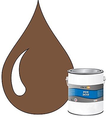 POK Peinture extérieure bois - Résistante aux intempéries BOIS - 1L - RAL 8024 Brun beige