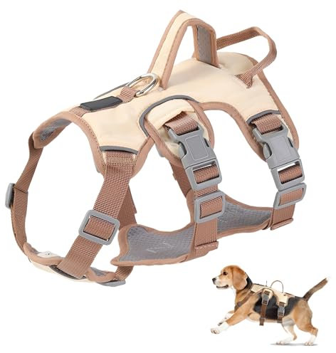 Wisebom Mehrzweck-hundegeschirr, Ausbruchsicheres Anti Zug Hundegeschirr, Anti Zug Geschirr Hund Sicherheitsgeschirr, Hundegeschirr Kleine Hunde für Kleine Mittelgroße Hunde (Beige, L)