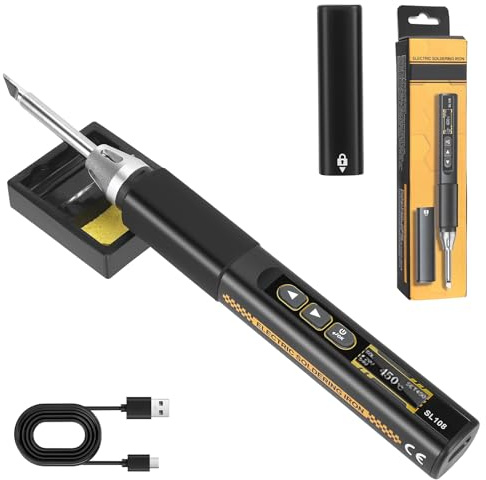 Soldering Iron mit Einstellbar 100-450°C, 96W Type-C Wiederaufladbar Schnelles Akku lötkolben Aufheizen PD/QC-Schnellladen Präzisions Professionelles Sicheres Komplettes Lötkolben Lötdrah Lötpaste