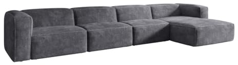 Luxusbetten24 Designer Sofa Comfy L Maxi in Cord Grau Rechts