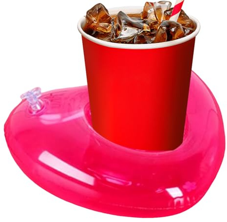 Schwimmring für Getränke, aufblasbarer Becherhalter in Herzform, aufblasbares Tablett, Herz, PVC, Partys, See, Wasseraktivitäten, Sommer, Terrasse
