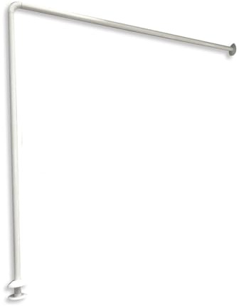 DURA HOME Eck-Duschvorhangstange – L-förmige oder runde Gardinenstange für Badewannen & Duschen, Wandmontage mit Befestigungen inklusive, weißes Aluminium (L-förmig, erweiterbar (80 × 94–180 cm))
