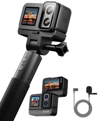 SJCAM SJ20 Vlogging Camera 4K ohne SD,Sportkamera mit 40MP, 8X Zoom und Supernachtmodus,Unterwasserkamera Schnorcheln für Reisen, Motorrad, Outdoor, Mit Kabelgebundenem Mikrofon und 8H Selfie-Stick