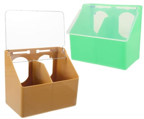 SEWACC 2pcs Pigeon Feeder Hanging Food Container with Lid, Dual-Port Buckle Design Bird Feeding Bowl for Indoor Use, Multi-Purpose Feed and Water Silo for Small Birds