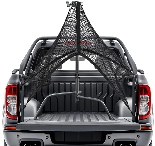 ARATERVIO Gepäcknetz Kofferraum 120x120cm elastisch ausziehbar bis 250x250cm – PP Ladungssicherungsnetz mit 4 Haken für Auto Kofferraum, SUV & Pickup – Transportnetz Autozubehör (Zweistöckig)