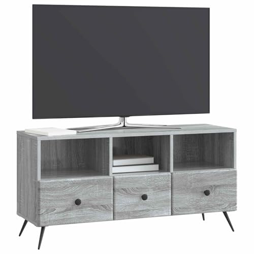 vidaXL TV-Schränk Graues Sonoma 102 x 34,5 x 50 cm Holzwerkstoff, Wohnzimmer, Großer Stauraum Entertainment-Einheit, Moderner Stil Medenkonsole, Praktische Möbel zur Home-Organisation