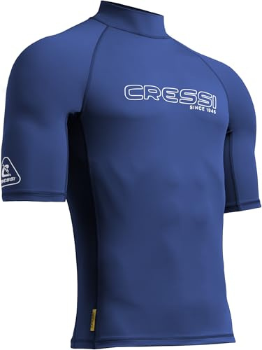 Cressi desde 1946 - Sentinel Man - Camiseta de Manga Corta Protección Solar UPF 50+, Sechado Rápido, Natación Surf Buceo Pesca Playa Piscina y Deportes Acuáticos - Azul/Blanco - 2XL/6_Hombre