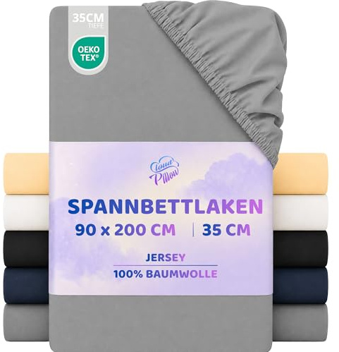Cloud Pillow Spannbettlaken 90x200cm 100% Jersey Baumwolle, Rundumgummi