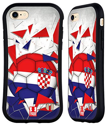 Head Case Designs Kroatien Fussball Glassplitter Hybride Handyhülle Hülle Huelle kompatibel mit Apple iPhone 7/8 / SE 2020 & 2022