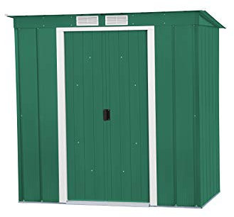 Duramax ECO 6 x 4 (2.17 m²) abri de jardin en métal à toit pentu, Abri de jardin en métal galvanisé à chaud, Abri de stockage d'outils, structure de toit renforcée, vert