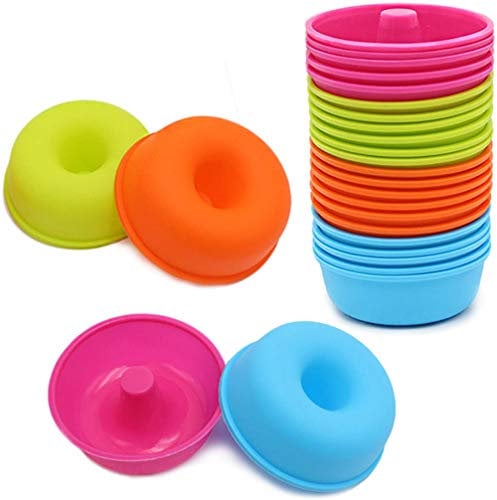 To encounter 24Pack Silicone Donut Pans for Baking, Nonstick Round Doughnut, Reusable Baking Cups, Muffin Cupcake Molds, 2.5 Ounces Bagel Pan