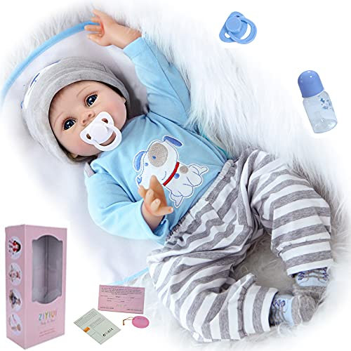 ZIYIUI Reborn Puppen 22 Zoll 55 cm Lebensecht Reborn Baby Mädchen Weiches Silikon Vinyl Reborn Babys Toddlers Neugeborenes Spielzeug Weihnachts Geschenk