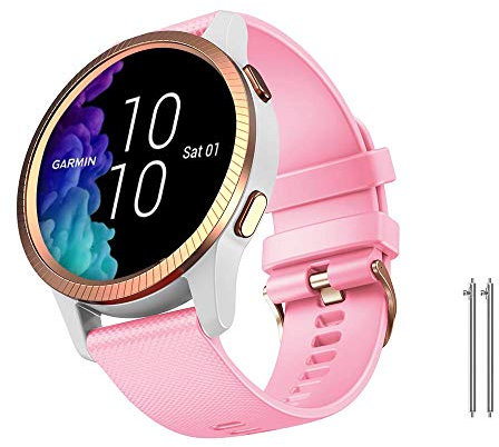 NotoCity Armband für Garmin Vivoactive 3/5, Forerunner 245/645 Music, Venu/Venu SQ/Venu 2 Plus, Vivomove/HR Uhrenarmband 20mm für Huawei Watch GT2 42mm, Armband für Garmin Approach S40(L, Rose)